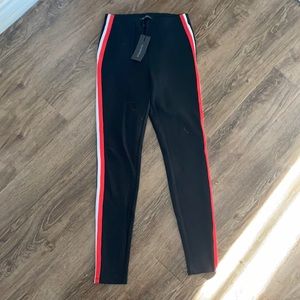 Black with stripe dress leggings